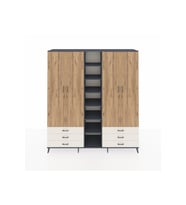 Hyperion Dolap 13 Raflı 6 Çekmeceli 2 Askılı 220x44x243 Antrasit-Çam/Aytaşı