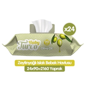 Baby Turco Zeytinyağlı Islak Havlu Mendil 90x24 2160 Yaprak
