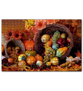 Cakapuzzle Sepetler ve Dökülen Karışık Meyveler  Puzzle Yapboz MDF (Ahşap) (120 Parça)