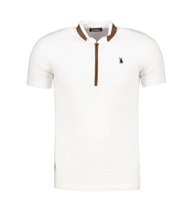 T8571 DEWBERRY FERMUARLI ERKEK T-SHIRT-KAR BEYAZ