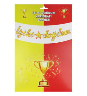 FLAMA KALİGRAFİ YAZI İYİKİ DOĞDUN FUTBOL PK:1 Sarı Kırmızı-