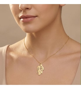 Kişiye Özel 925 Ayar Gümüş Tasarım Anne Bebek Figürlü Kolye (Gold)