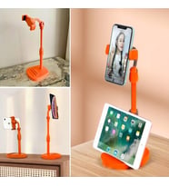Masa Üstü Tablet ve Telefon Tutucu Plastik Aparat Turuncu Telefon Standı (5343)