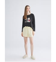 LCW DREAM Sarı Beli Lastikli Çizgili Kadın Şort Pijama Altı