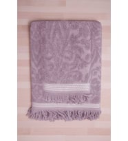2 Parça Jakarlı Banyo Havlu Takımı %100 Pamuklu 90x150 Cm Arden Mor