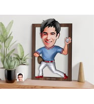 BK Gift Kişiye Özel Erkek Beyzbol Karikatürlü 3D Ahşap Tablo-15, Sevgiliye Hediye, Arkadaşa Hediye, Doğum Günü Hediyesi