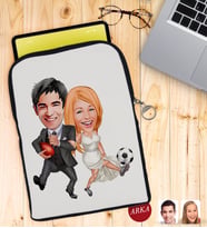 BK Gift Kişiye Özel Sevgililer Karikatürlü Taşınabilir Koruyucu Tablet Kılıfı & Organizer Çanta - Siyah-15