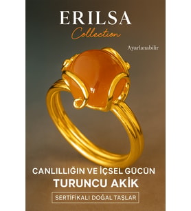 Sertifikalı Rokoko Model Turuncu Akik Taşı Yüzük - Ayarlamalı (Çok Renkli)