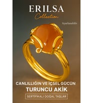Sertifikalı Rokoko Model Turuncu Akik Taşı Yüzük - Ayarlamalı (Çok Renkli)