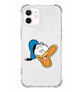 Apple iPhone 12 Uyumlu Köşe Korumalı Antişok  Kapak Donald Duck Tasarımlı Şeffaf  Kılıf
