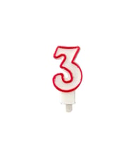Üç Rakamlı Doğum Günü Pasta Mumu ( 7X3 cm )- Sayılı Mum - Pasta Süsü 