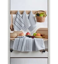 6 lı Luna Naturel Mutfak Havlu Seti %100 Pamuklu 30X45 Cm Açık Gri