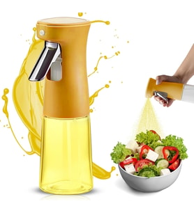 240ml Yağ Zeytinyağı Püskürtücü, Airfryer Sprey Şişesi, Cam Yağ Spreyi, Hava Fritözü için Yağlık, Barbekü, Salata, Pişirme, Izgara Mutfak Aletleri, Yağdanlık (SARI)