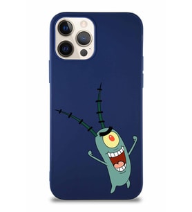 Apple iPhone 12 Pro Soft Premier Kapak Plankton Tasarımlı Silikon Kılıf - Lacivert (Şeffaf)
