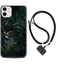 Apple iPhone 11 12 13 Mini Kılıf Boyun Askılı Silikon Flowers Cat 1345