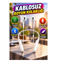 100 Saat Kullanımlı Kablosuz Boyun Askılı Bluetooth Kulaklık – Ergonomik Tasarım, Net Mikrofon