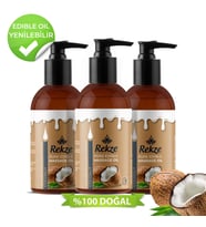 Rekze 3 Adet Hindistan Cevizi Dogal Yenilir Aromalı Vücut Masaj Yağı 120 Ml