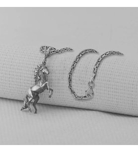 Dört Nala Koşan Üç Boyutlu 925 Ayar Gümüş Erkek Kolye