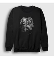 Presmono Unisex Siyah Tattoo Marilyn Monroe Sweatshirt 39175tt