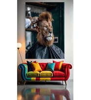 TIRAŞ OLAN ASLAN V2 Ev Duvar Salon Güzellik Salonu Ofis Dükkan Dekarasyon Kanvas Tablo (Çok Renkli)