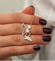 925 Ayar Papatya silver Taşlı Anne Bebek Kolye.rose.gold.rodaj