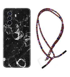 Huawei Nova Y70 Y90 Nova 9 SE  Kılıf Boyun Asklı Rasta Silikon Black Hole Marble 1387
