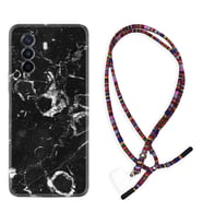 Huawei Nova Y70 Y90 Nova 9 SE  Kılıf Boyun Asklı Rasta Silikon Black Hole Marble 1387