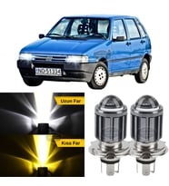 Fiat Uno 1992-2001 Uyumlu Mercekli Far Ampulü Led Xenon Sarı-Beyaz Far Şimşek Etkili Uzun Kısa 2 Ad