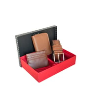 Premium Serisi Özel Kutulu Lüks Deri Dikey Fermuarlı Cüzdan Kemer Ve Kartlık Erkek Seti (Çok Renkli)