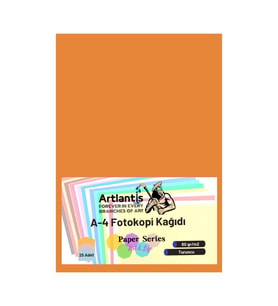 Turuncu Renkli A-4 Fotokopi Kağıdı 25 li 1 Paket Artlantis Fotokopi Renkli A4 Kağıdı
