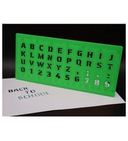 Alvera Alfabe, Rakam ve Cetvel Şablonu – 20 cm 3D Baskı Yazı Çizim Kalıbı - Yeşil