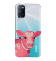 Oppo A52/A72/A92 Uyumlu Sevimli İnek Tasarımlı Şeffaf Telefon Kılıfı