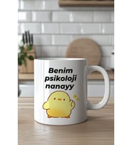 Mizahi Yazılı Sevimli Tasarımlı 330ml Baskılı Beyaz Seramik Kupa Bardak