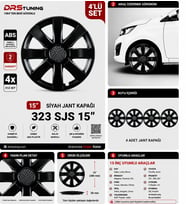 Nissan Uyumlu 15 Inc Kırılmaz Parlak Siyah Jant Kapağı 1 Takım 4 Adet No:323