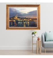 Çerçeveli Paspartulu Manzara Tablo cft0490 (Gold)