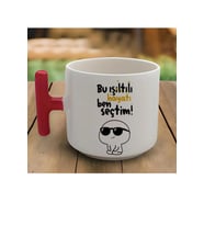 Kırmızı T Kulp Bu Işıltılı Hayatı Seçtim Tasarımlı Latte Fincan Modeli