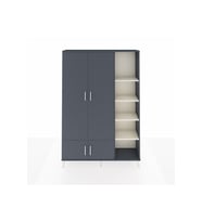 Arges Dolap 6 Raflı 4 Kapaklı Tek Askılı 132x30x195 Antrasit-Antrasit/Aytaşı