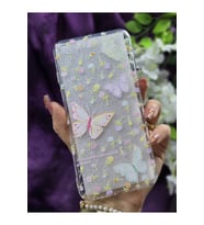 iPhone 7 Plus & 8 Plus Uyumlu Pastel Renkli Çiçekli Kelebek Desenli Silikon Şeffaf Telefon Kılıfı