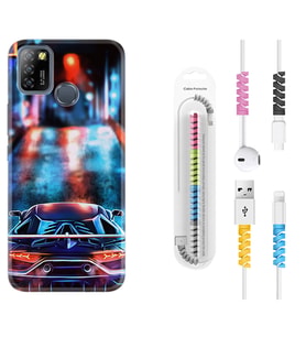 INFINIX Smart 4 5 6 Zero 8 S5 Pro Kılıf Kablo Koruma Spiral Silikon Neon Cars 1724