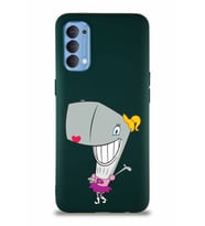 Oppo Reno 4 Soft Premier Kapak Pearl Yengeç Tasarımlı Silikon Kılıf - Yeşil (Şeffaf)