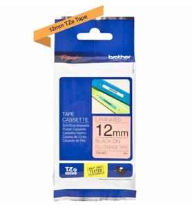 Tonersepeti TZe-B31 12mm Fosforlu Turuncu üzerine Siyah Laminasyonlu Etiket