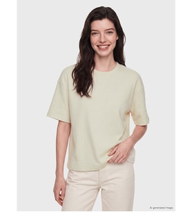 LCW Comfort Bej Oversize Soft Touch Kadın Tişört