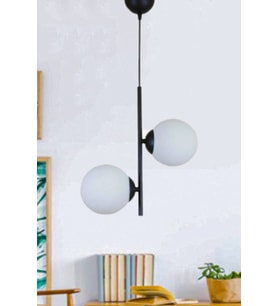 Modern beyaz camlı siyah avize, salon, mutfak ve yatak odası için 2'li set
