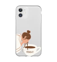 Iphone 11 Uyumlu Kahve Tasarımlı Şeffaf Telefon Kılıfı