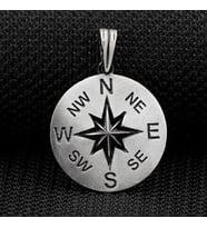 Pusula Tasarımlı 925 Ayar Gümüş Erkek Kolye Ucu