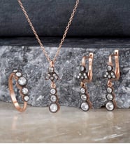 Else Silver Elmas Modeli Tria Gümüş Takı Seti