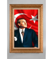 Altın Varaklı Paspartulu Çerçeveli Atatürk Tablo sd267