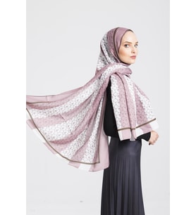 Çizgili Desen Pavia Seri Şal Eşarp Askısı ile Birlikte 90X200 cm Pembe-90X200