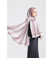 Çizgili Desen Pavia Seri Şal Eşarp Askısı ile Birlikte 90X200 cm Pembe-90X200