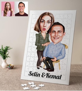 Karikatürlü Kadın Erkek Kişiye Özel Puzzle